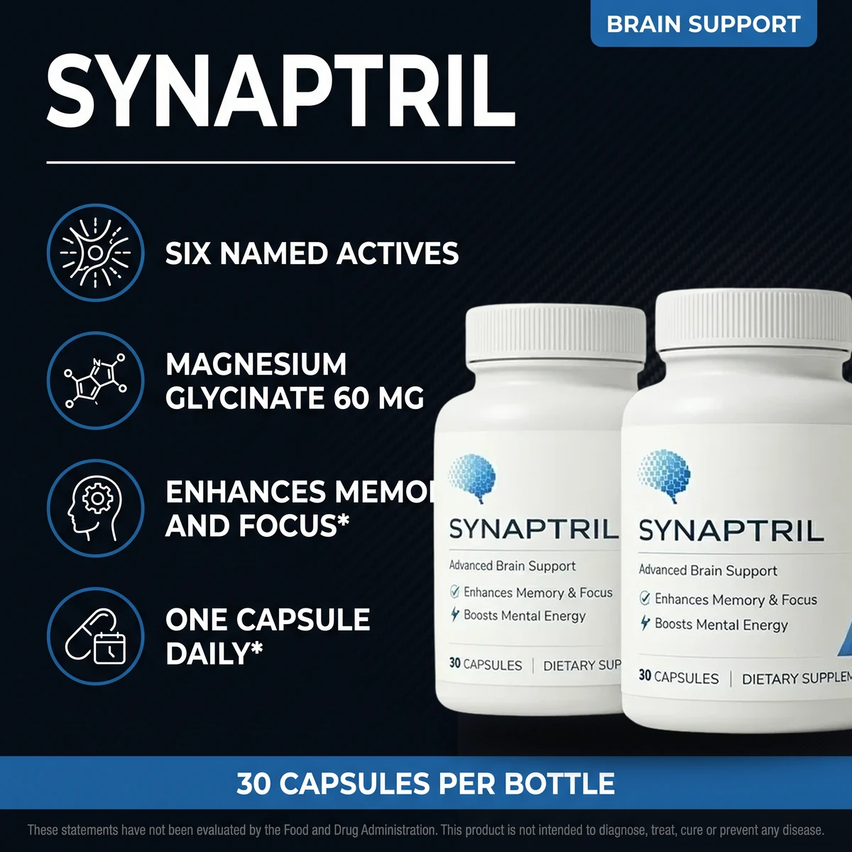 Synaptril nootropic with six named actives compared to coffee for everyday focus